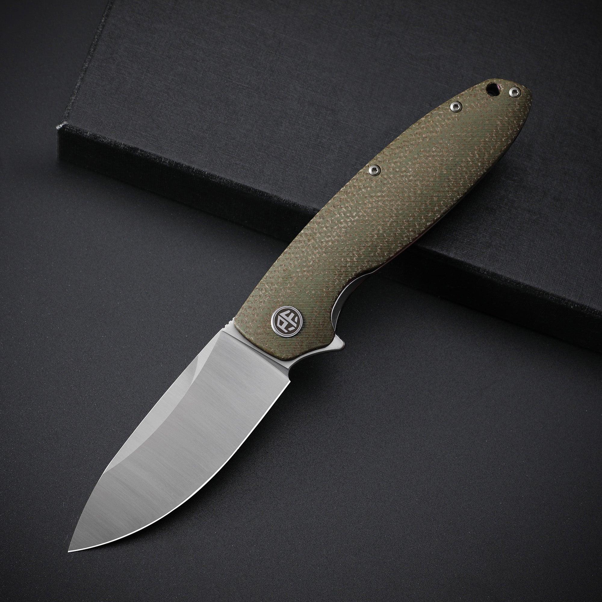 Petrified Fish PFB01 Terra,3.54" D2 Blade,Gmascus/G10/Micarta Handle Flipper Liner Lock Folding Knife