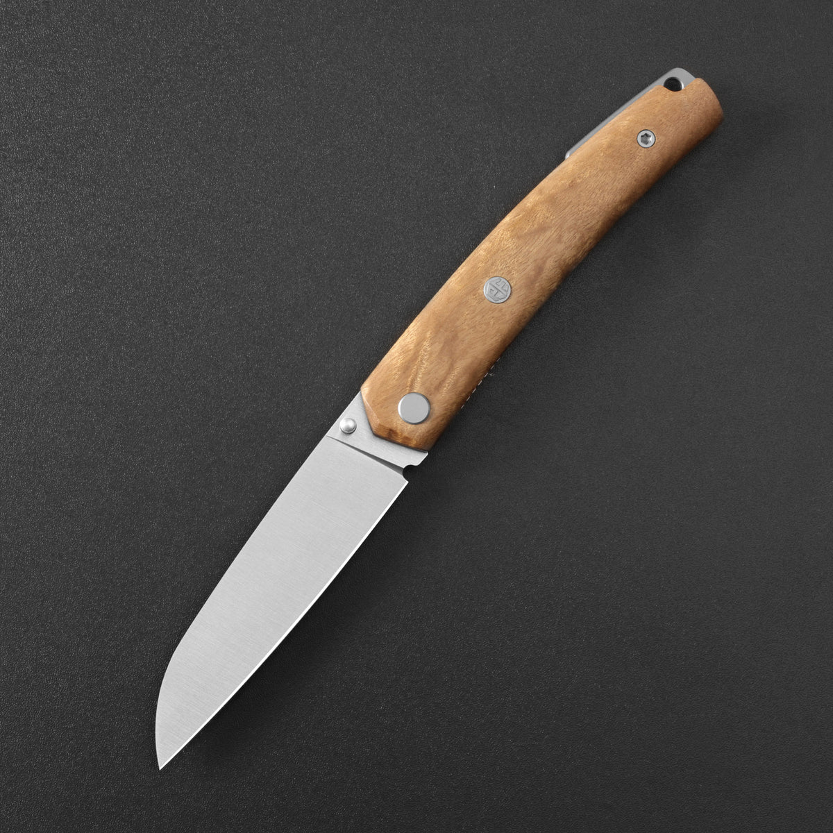 Petrified Fish PF719 V2-Patte,3.43"14C28N Steel Blade,Wood/Carbon Fiber/G10 Handle,Thumb Stud Liner Lock Folding knife