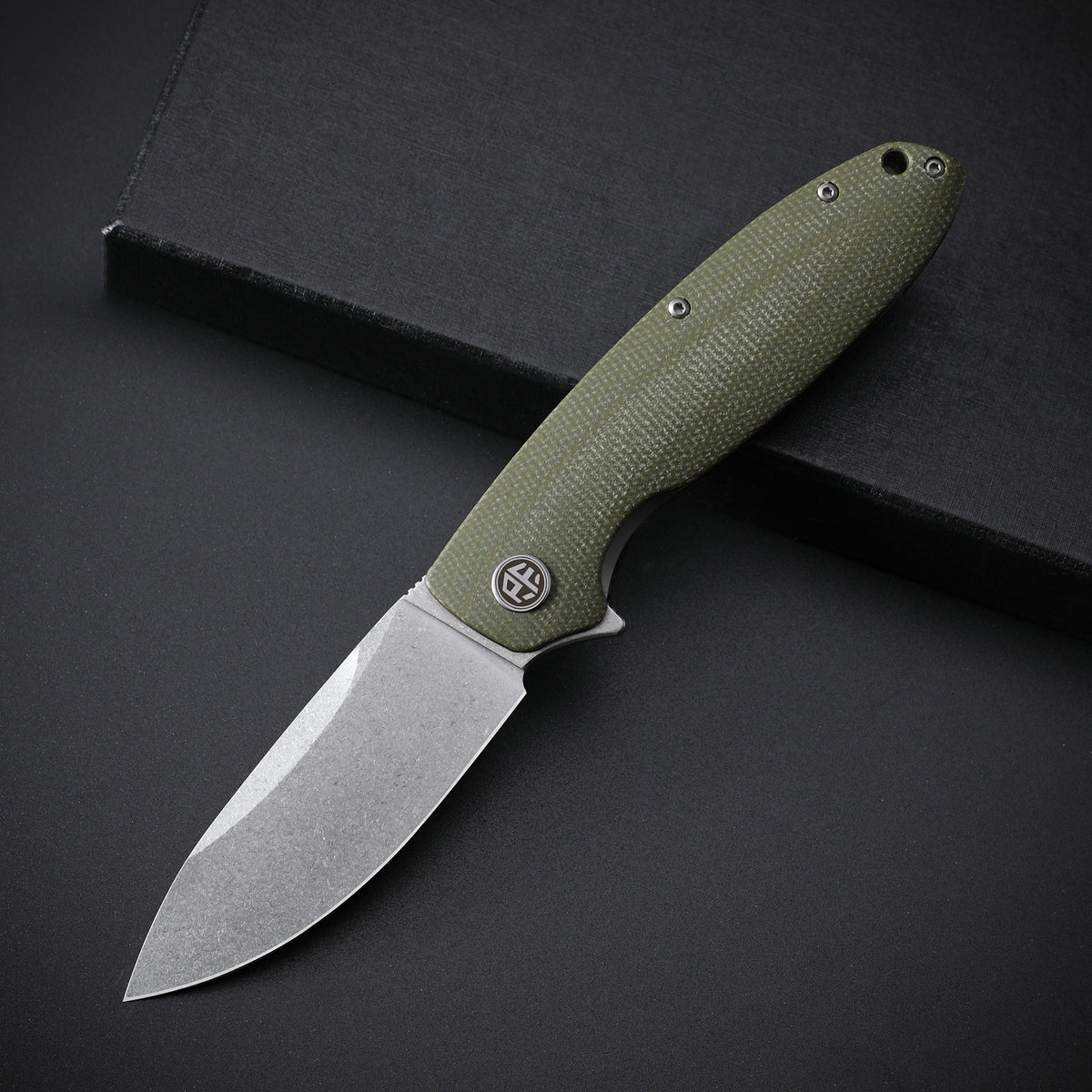 Petrified Fish PFB01 Terra,3.54" D2 Blade,Gmascus/G10/Micarta Handle Flipper Liner Lock Folding Knife