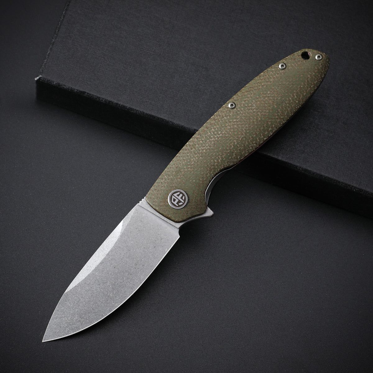 Petrified Fish PFB01 Terra,3.54" D2 Blade,Gmascus/G10/Micarta Handle Flipper Liner Lock Folding Knife