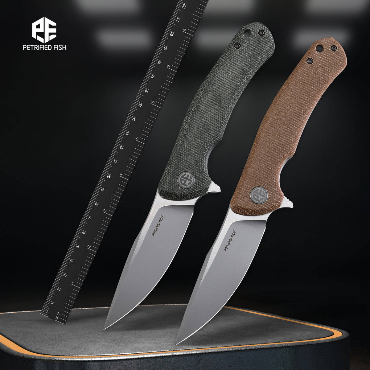 Petrified Fish PF949 Warrior,3.54" K110 Blade,Micarta/G10/Carbon Fiber Handle, Flipper Liner lock Folding knife