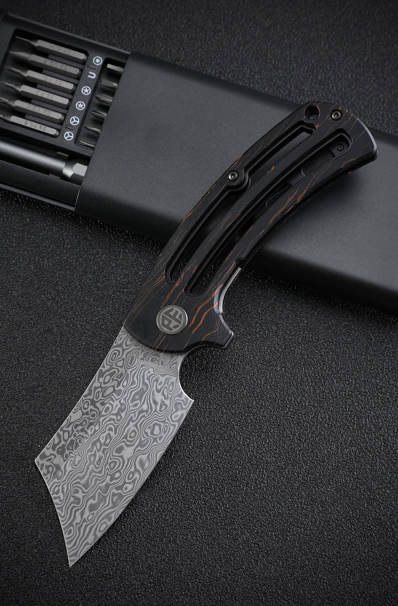 Petrified Fish PFE01 Eddy,3.07" K110/Damascus Blade,G10 Handle, Flipper Liner lock Folding knife