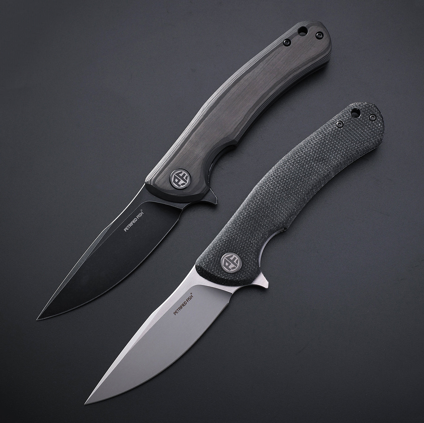 Petrified Fish PF949 Warrior,3.54" K110 Blade,Micarta/G10/Carbon Fiber Handle, Flipper Liner lock Folding knife