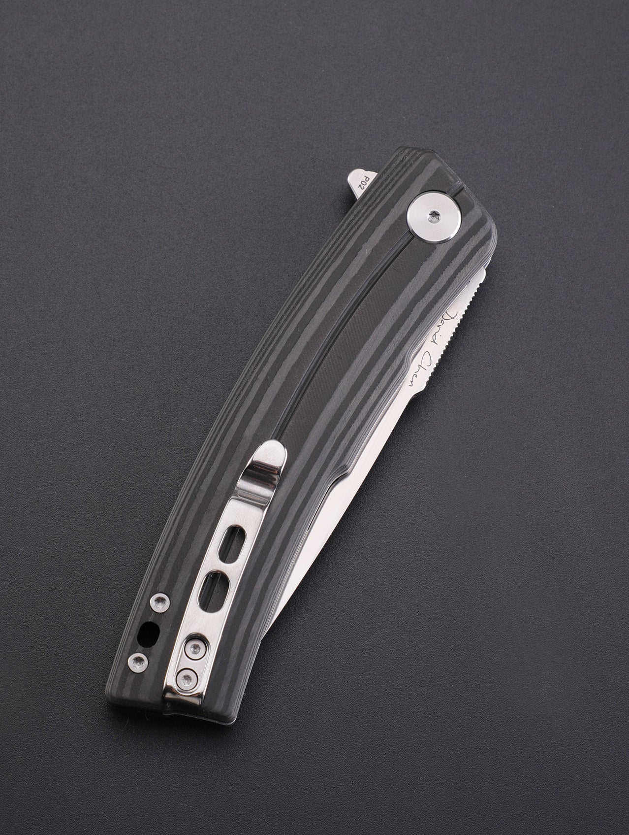 Petrified Fish PFP02 Magazine,3.66“ D2 Blade,G10/Micarta/Carbon Fiber Handle,Flipper Liner Lock Folding Knife