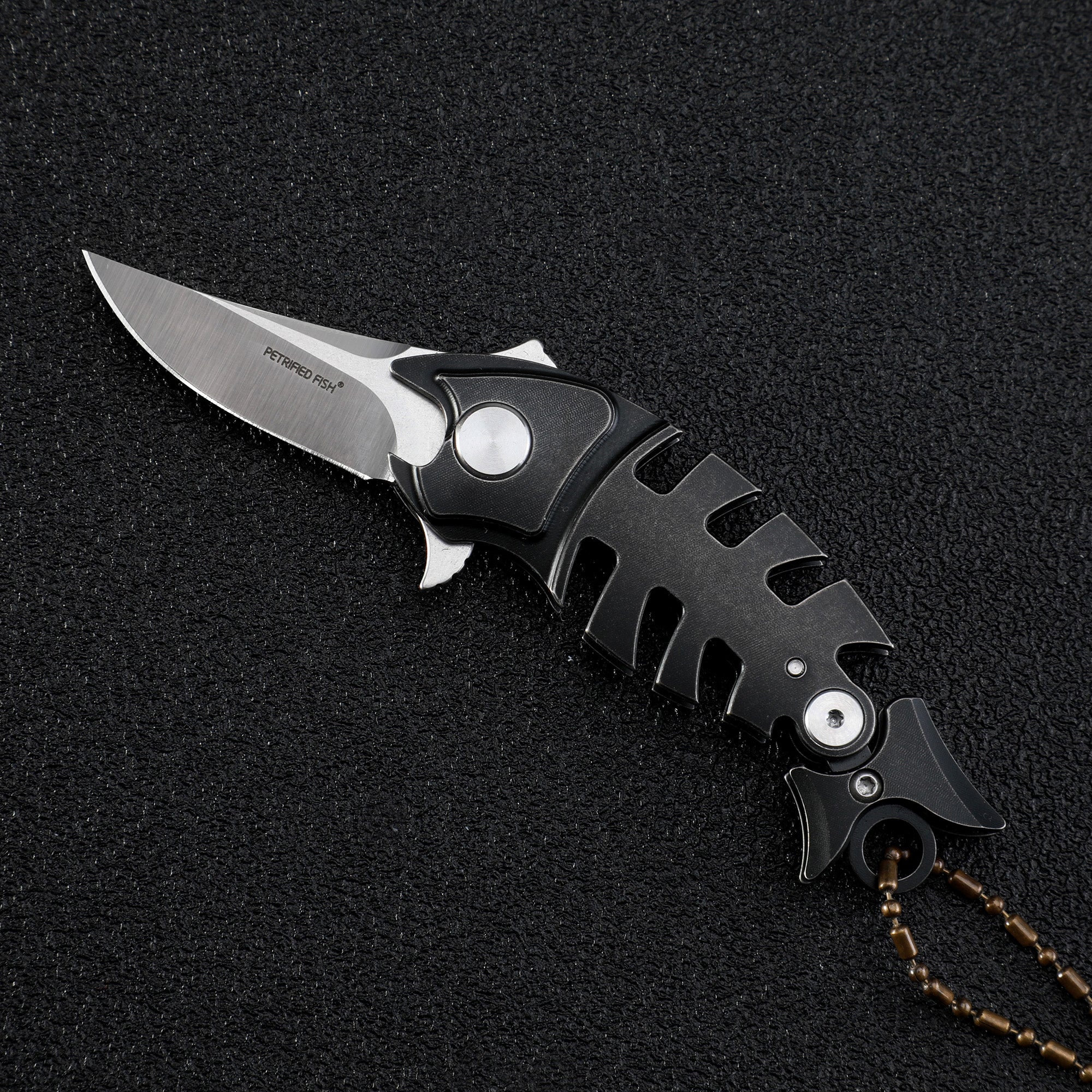 Petrified Fish PF900 Helmet,1.54" M390 Blade,Titanium Handle Pocket Folding Knife