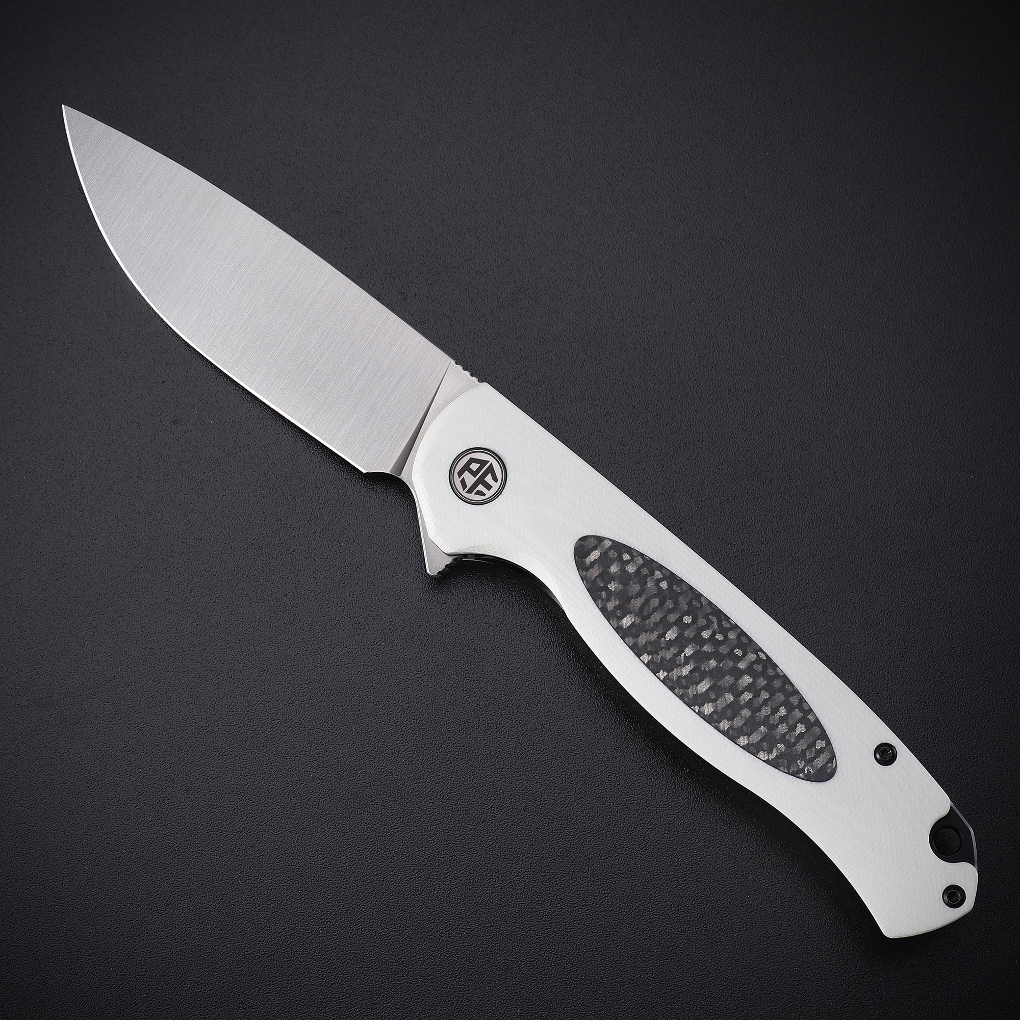 Petrified Fish PFB03 Stamp,3.58" D2 Blade,136g G10&Carbon Fiber Handle Flipper Liner Lock Folding Knife
