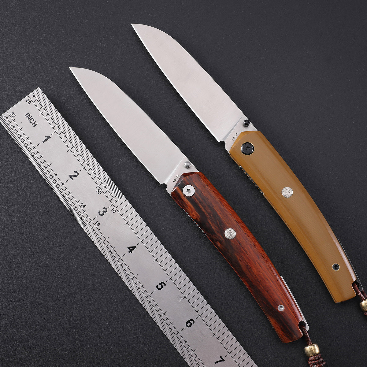 Petrified Fiah PF719 Patte,3.43"12C27N Blade,Wood/G10 Handle,Thumb Stud Liner Lock Folding Knife,