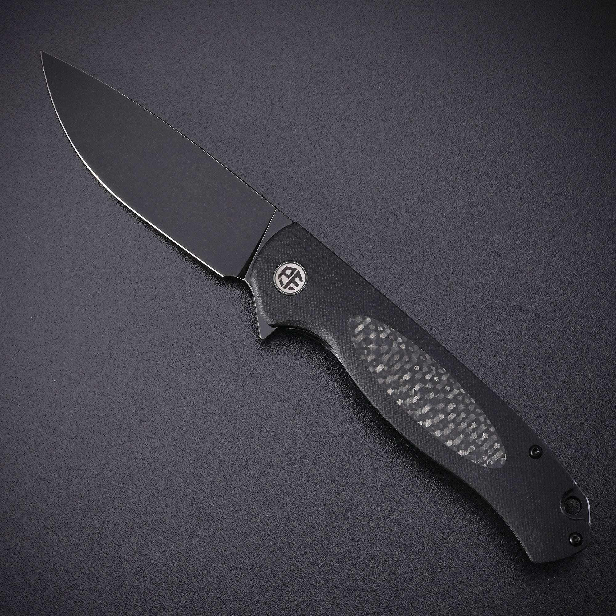 Petrified Fish PFB03 Stamp,3.58" D2 Blade,136g G10&Carbon Fiber Handle Flipper Liner Lock Folding Knife