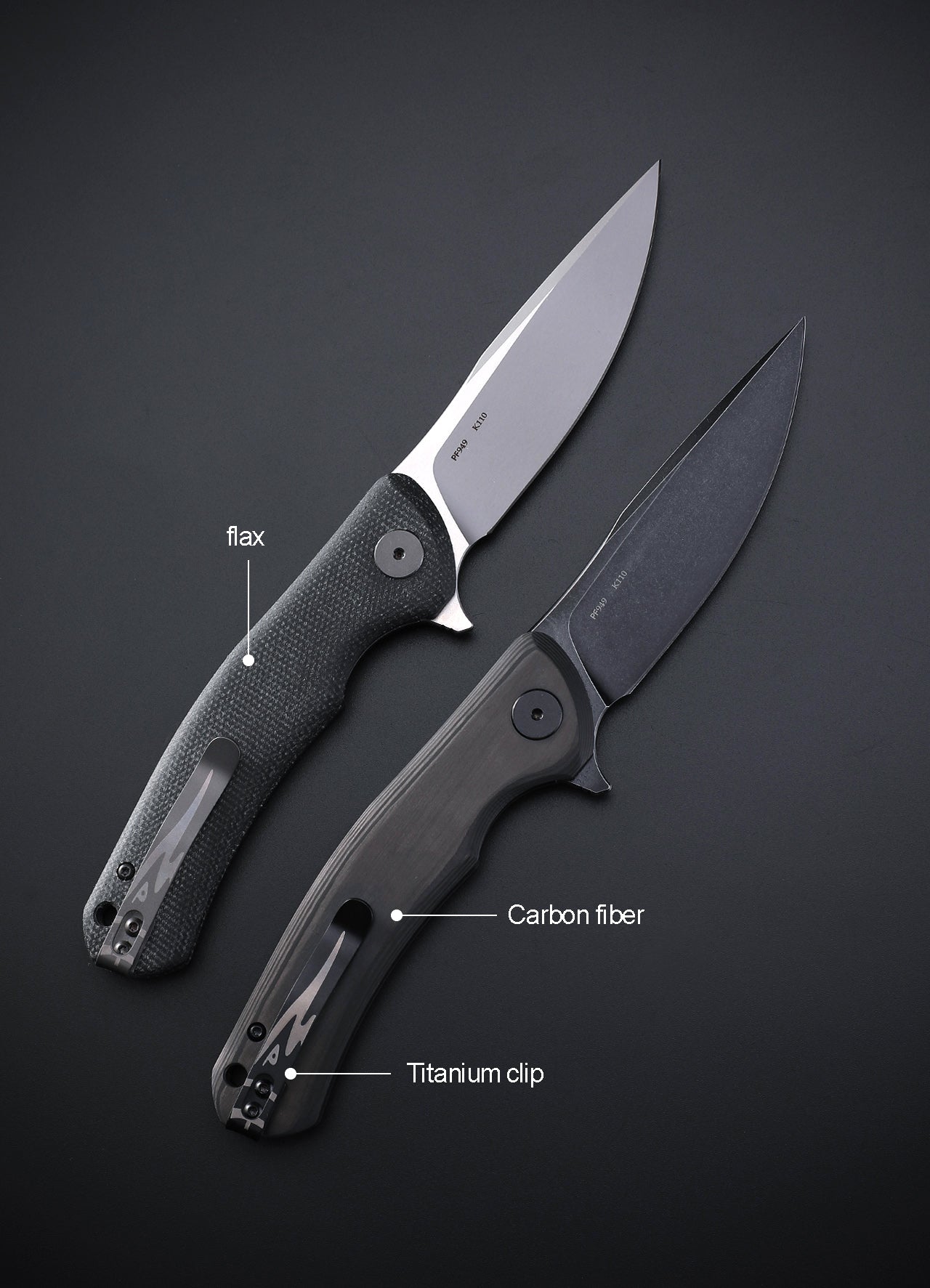 Petrified Fish PF949 Warrior,3.54" K110 Blade,Micarta/G10/Carbon Fiber Handle, Flipper Liner lock Folding knife