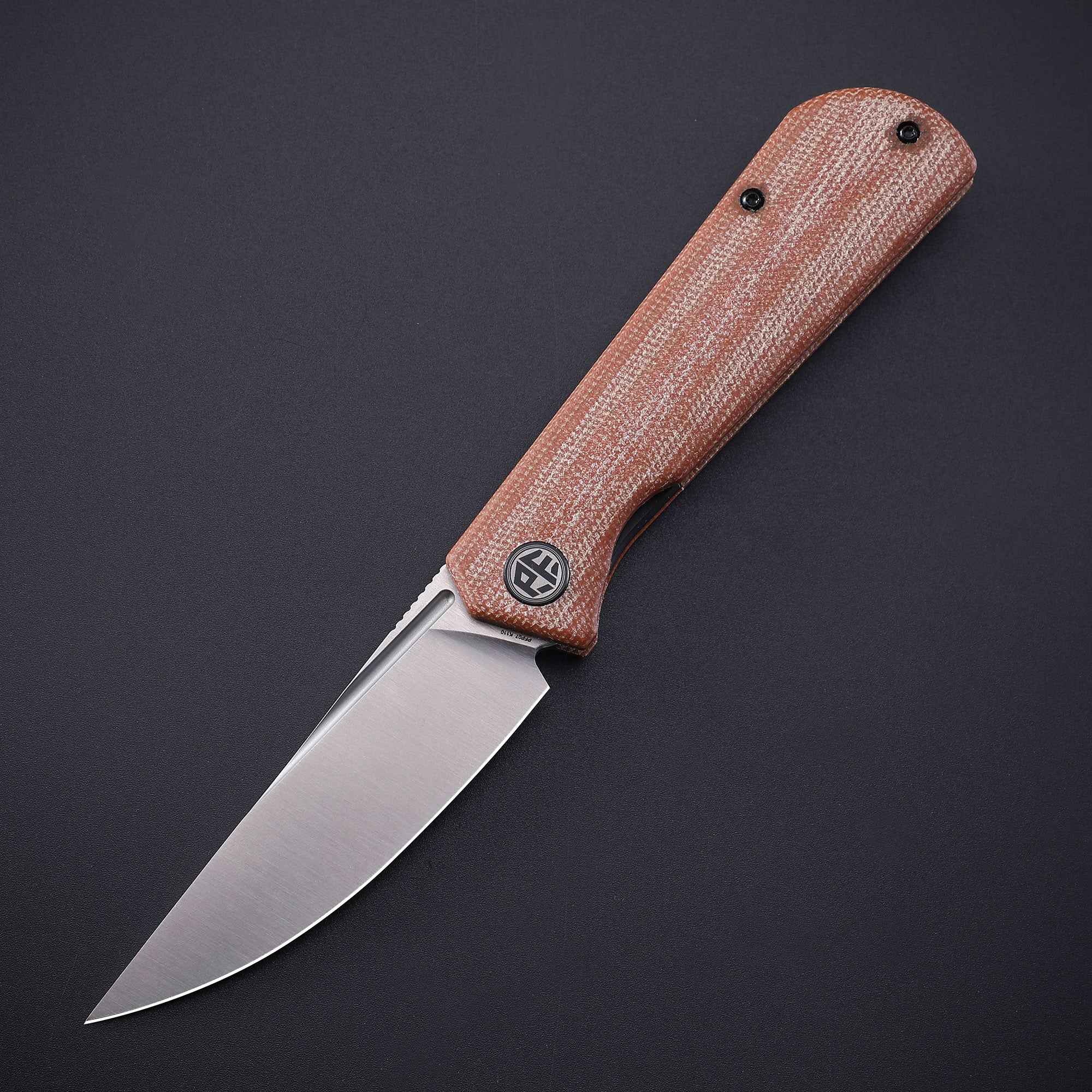 Petrified Fish PFP07 Viking,3.62" K110/Damascus Blade,G10/Micarta/Wood Handle Front Flipper Liner Lock Folding Knife