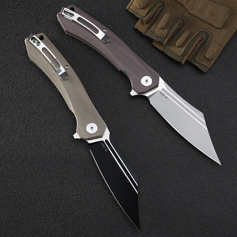 Petrified Fish PF939,3.86" D2 Blade,G10/Micarta Handle,Flipper Liner lock Folding knife