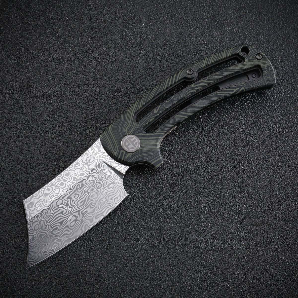 Petrified Fish PFE01 Eddy,3.07" K110/Damascus Blade,G10 Handle, Flipper Liner lock Folding knife