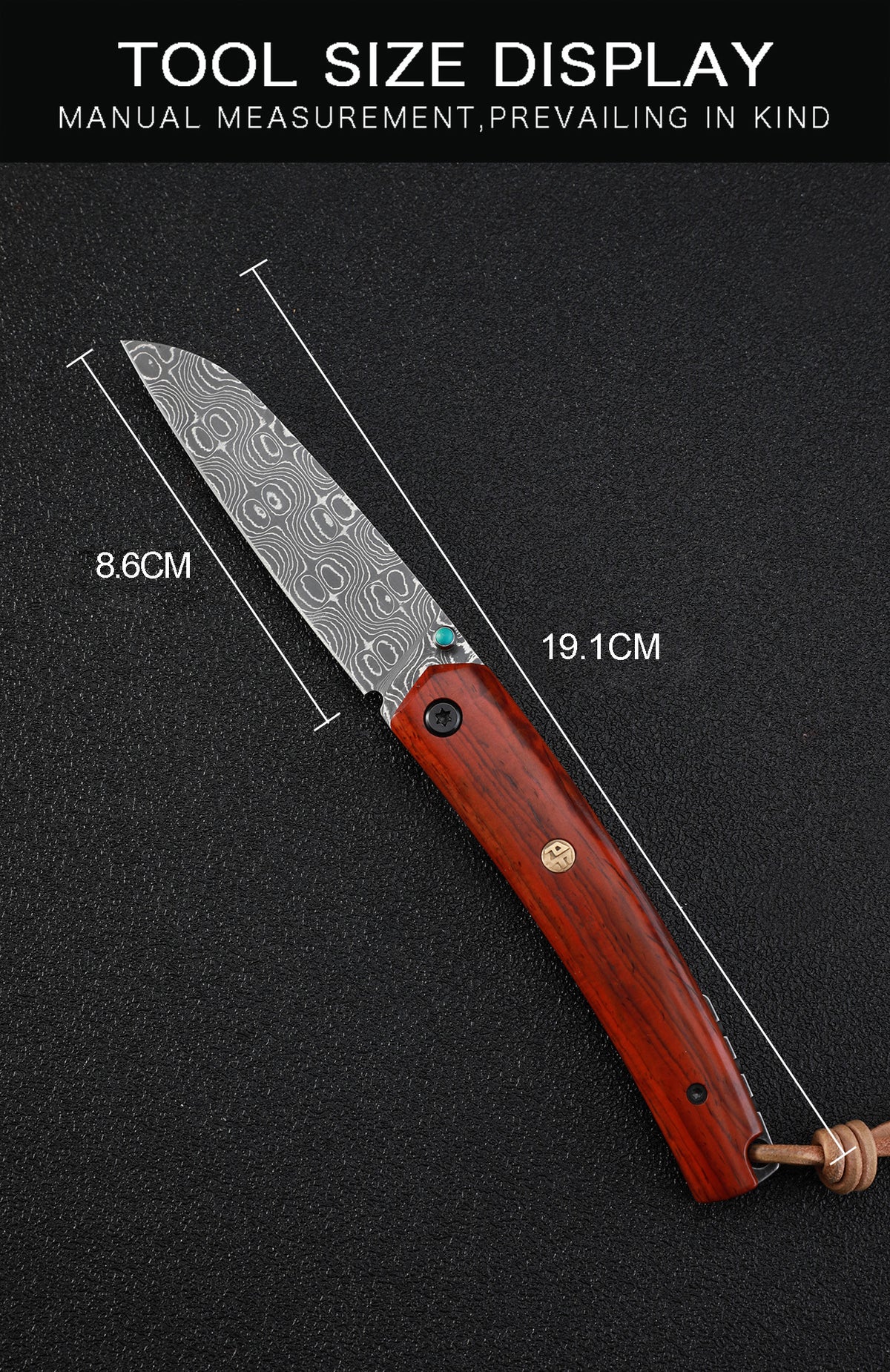 Petrified fish PF719DM Patte,3.39" Damascus Blade,Sandalwood Handle,Thumb Stud Liner Lock Folding Knife
