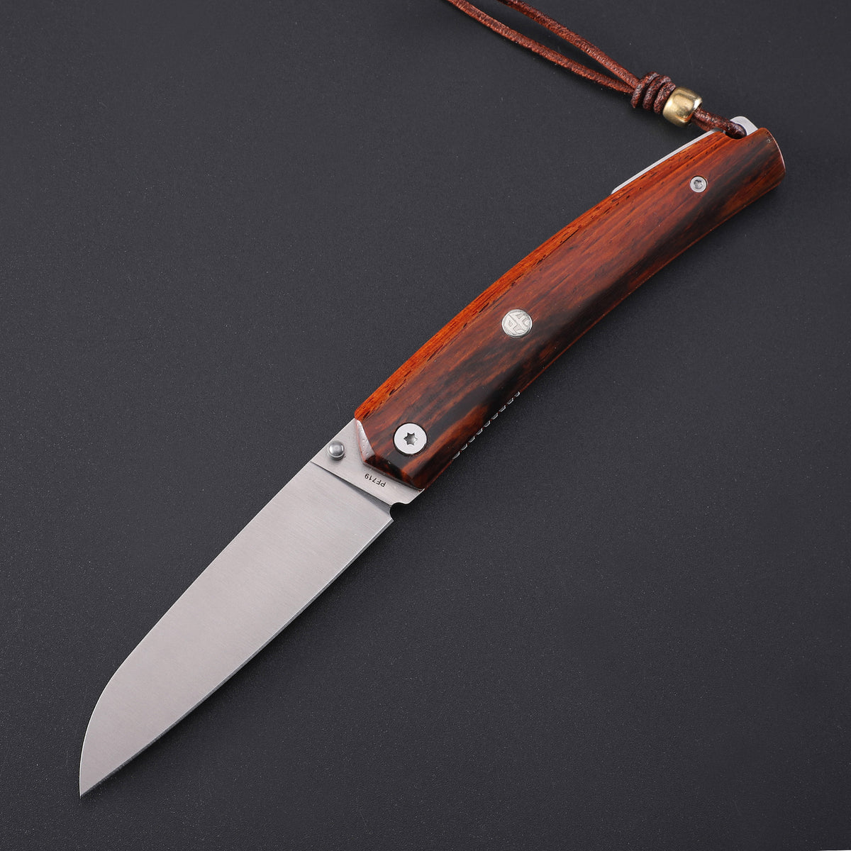 Petrified Fiah PF719 Patte,3.43"12C27N Blade,Wood/G10 Handle,Thumb Stud Liner Lock Folding Knife,