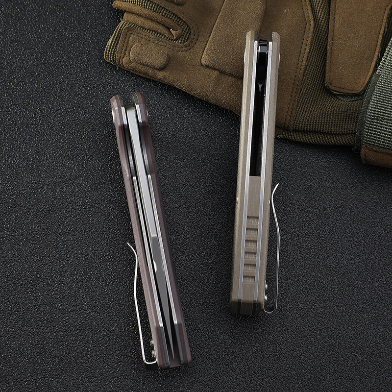 Petrified Fish PF939,3.86" D2 Blade,G10/Micarta Handle,Flipper Liner lock Folding knife