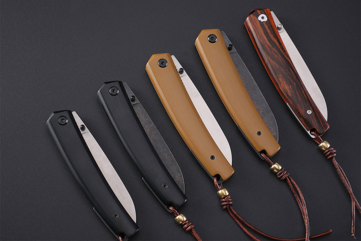 Petrified Fiah PF719 Patte,3.43"12C27N Blade,Wood/G10 Handle,Thumb Stud Liner Lock Folding Knife,