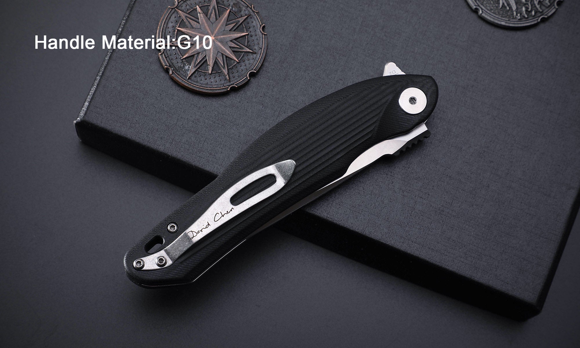 Petrified Fish PF878 Wing,3.62" D2 Satin Blade,G10 Handle Flipper Liner Lock Folding Knife