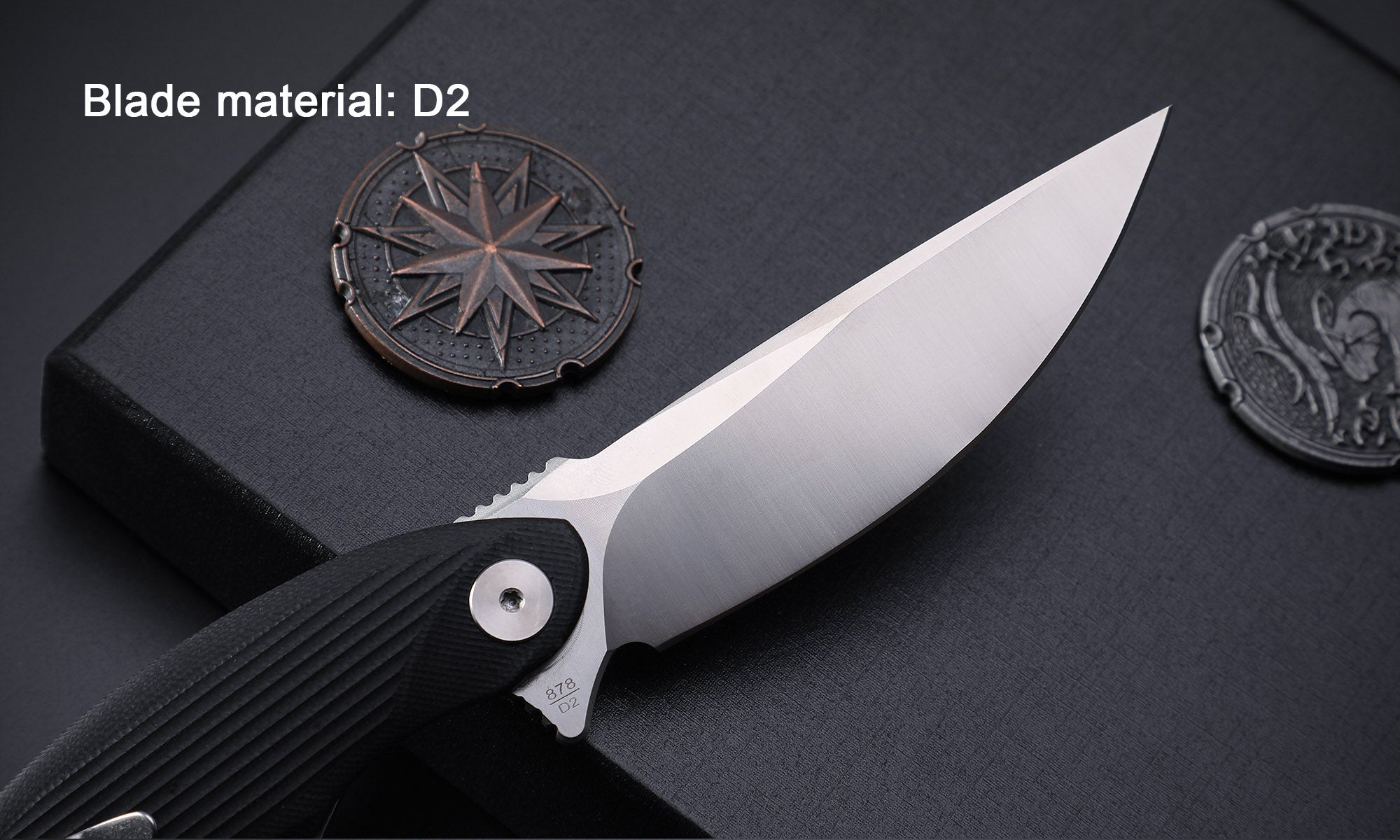 Petrified Fish PF878 Wing,3.62" D2 Satin Blade,G10 Handle Flipper Liner Lock Folding Knife