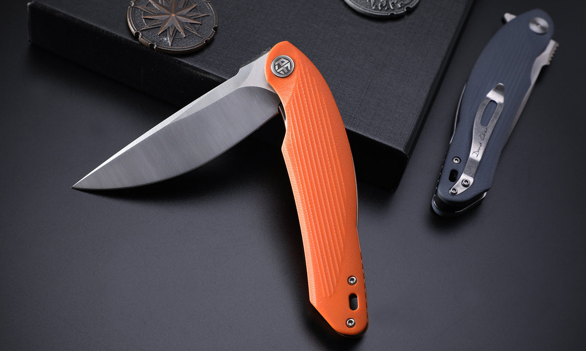 Petrified Fish PF878 Wing,3.62" D2 Satin Blade,G10 Handle Flipper Liner Lock Folding Knife