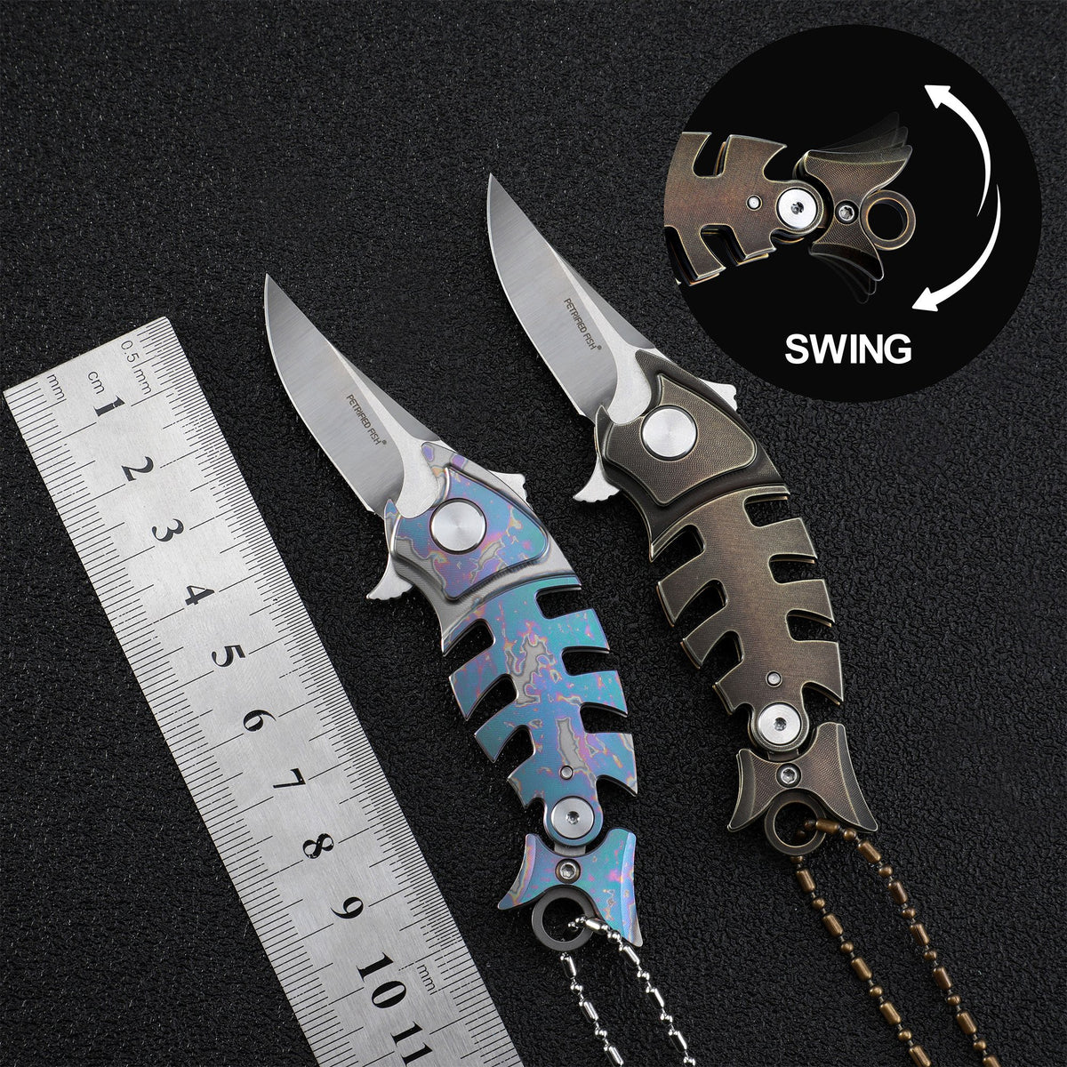 Petrified Fish PF900 Helmet,1.54" M390 Blade,Titanium Handle Pocket Folding Knife