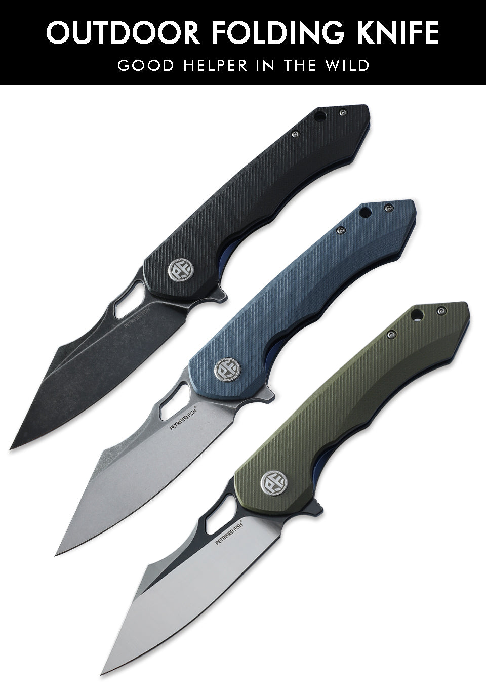 Petrified Fish PF919,3.66" D2 Blade,G10 Handle,Flipper Liner lock Folding knife