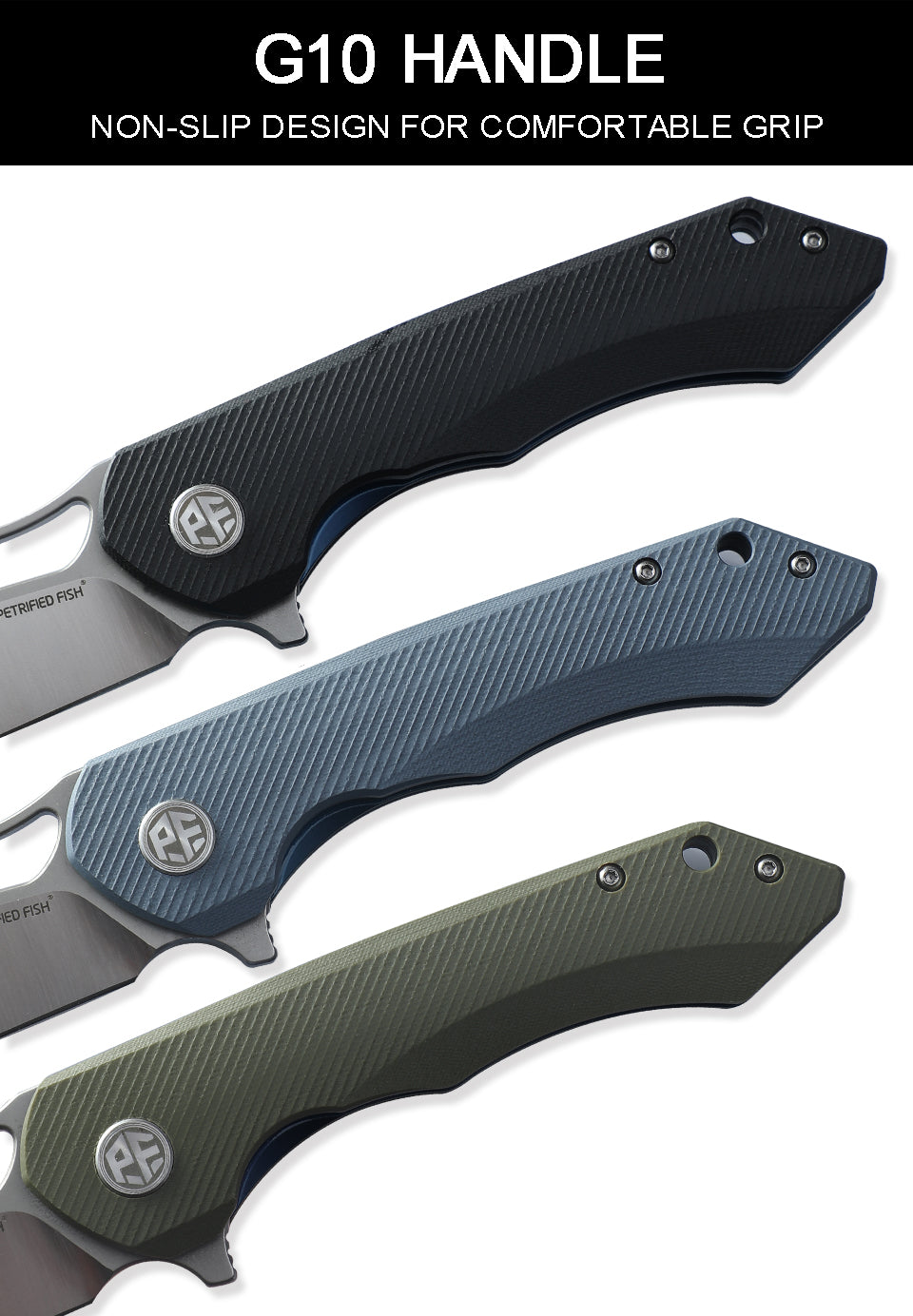 Petrified Fish PF919,3.66" D2 Blade,G10 Handle,Flipper Liner lock Folding knife