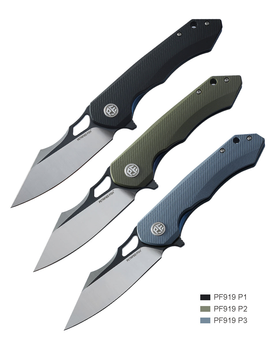Petrified Fish PF919,3.66" D2 Blade,G10 Handle,Flipper Liner lock Folding knife