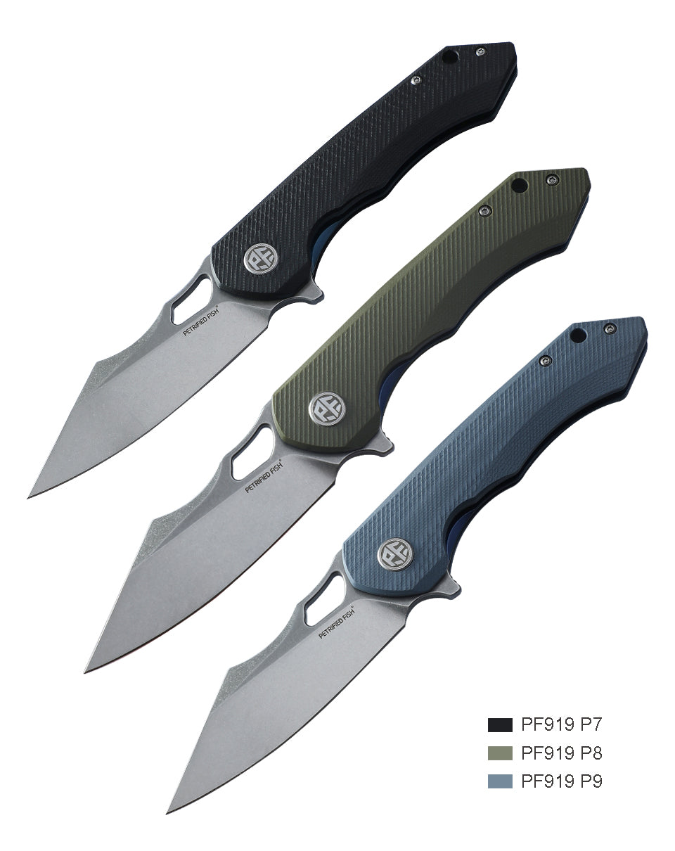 Petrified Fish PF919,3.66" D2 Blade,G10 Handle,Flipper Liner lock Folding knife