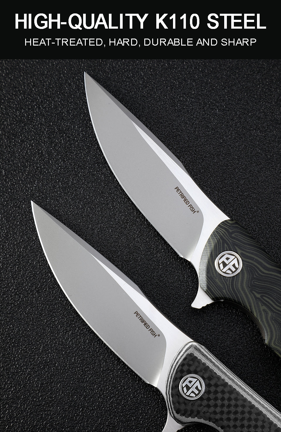 Petrified Fish PF949 Warrior,3.54" K110 Blade,Micarta/G10/Carbon Fiber Handle, Flipper Liner lock Folding knife