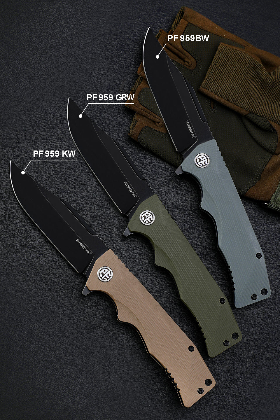 Petrified fish PF959,3.78" D2 Blade,G10 Handle, Flipper Liner lock Folding knife