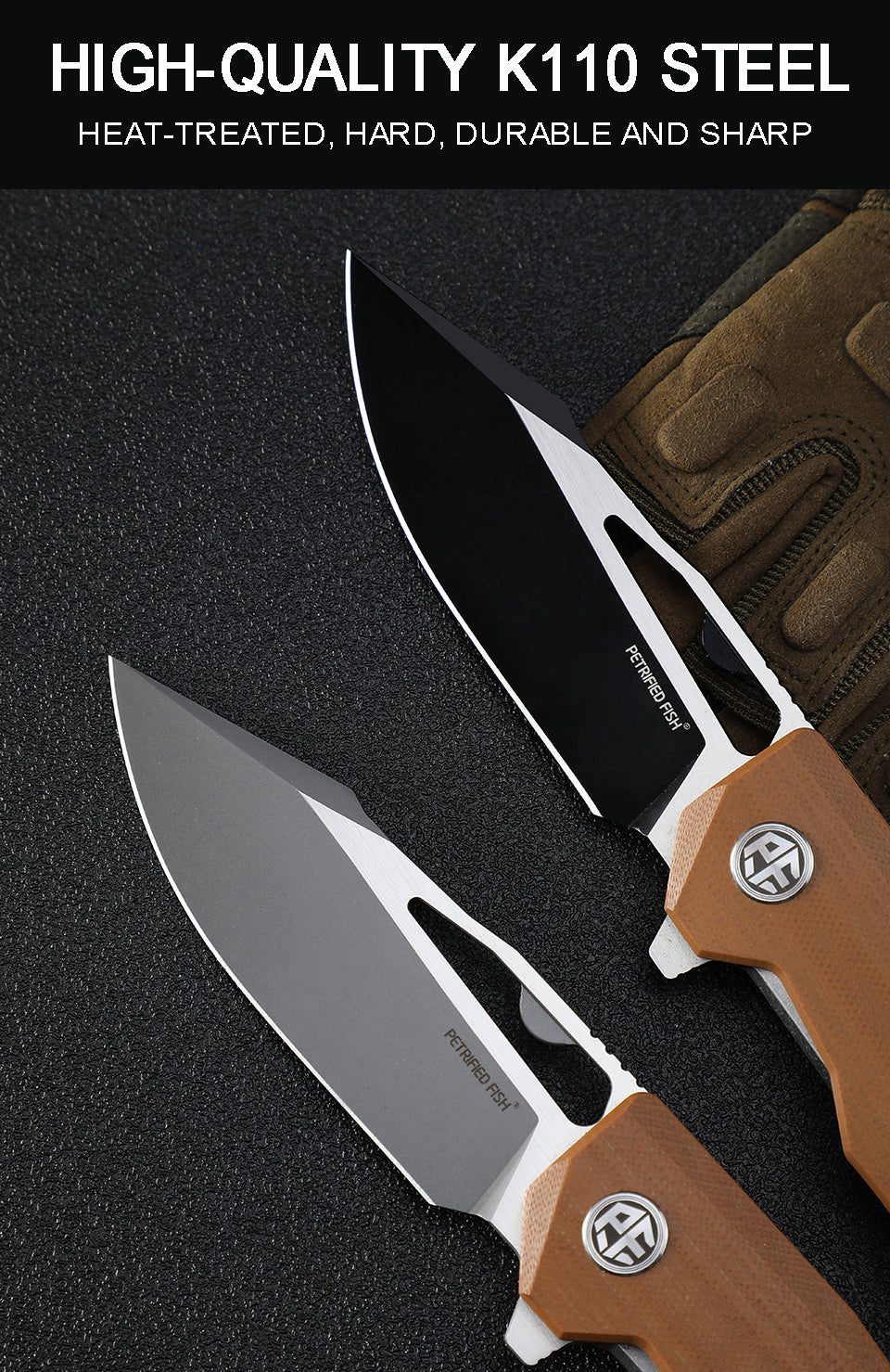 Petrified Fish PF969, 3.74" K110 Blade,G10 Handle,Flipper Liner lock Folding knife