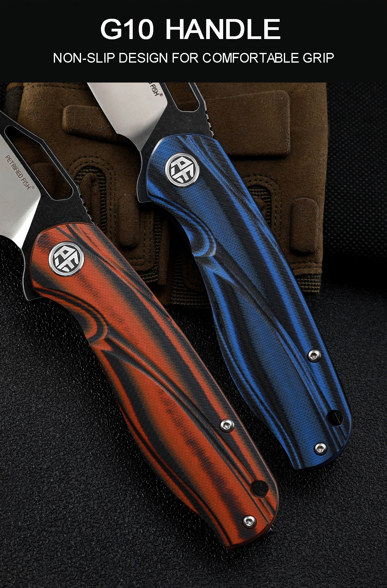 Petrified fish PF979 Raptor original,3.43"D2 Blade,G10 Handle,Flipper Liner lock Folding knife