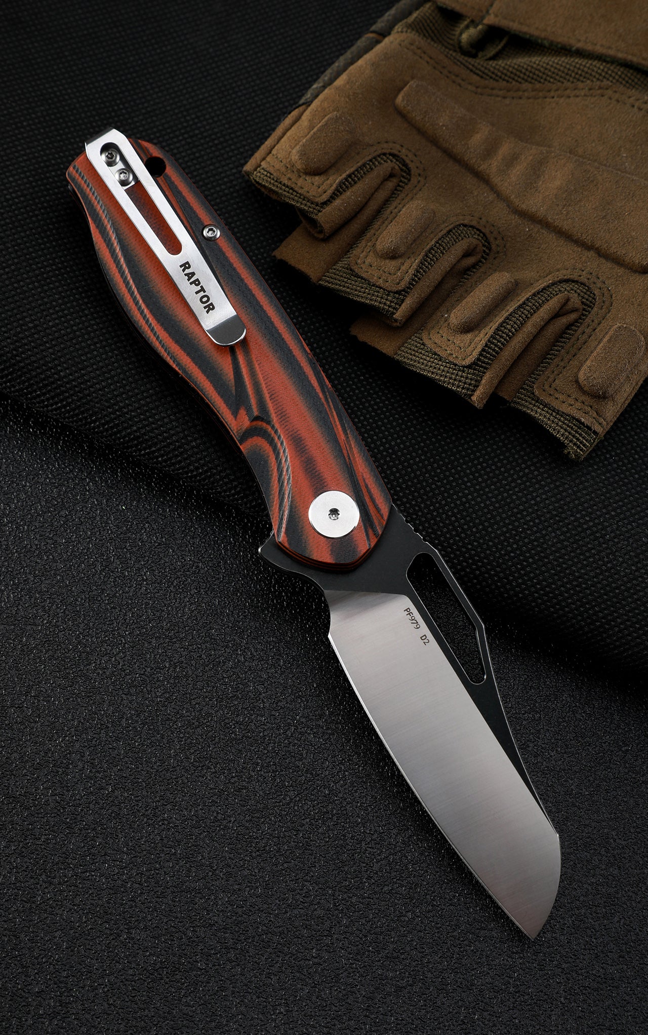 Petrified fish PF979 Raptor original,3.43"D2 Blade,G10 Handle,Flipper Liner lock Folding knife