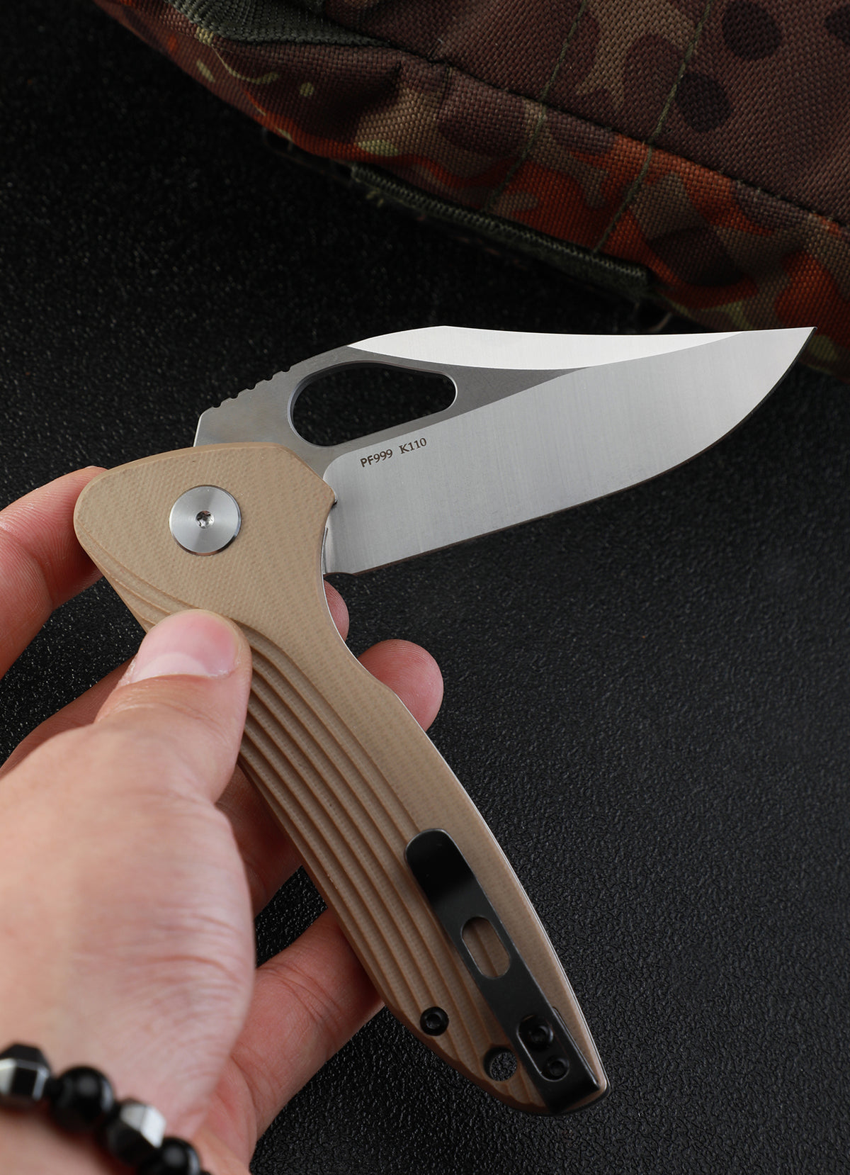 Petrified fish PF999 Mastiff,3.26" K110 Blade,G10 Handle,Flipper Liner lock Folding knife