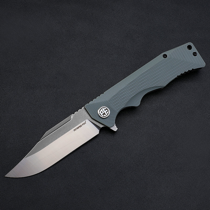 Petrified fish PF959,3.78" D2 Blade,G10 Handle, Flipper Liner lock Folding knife