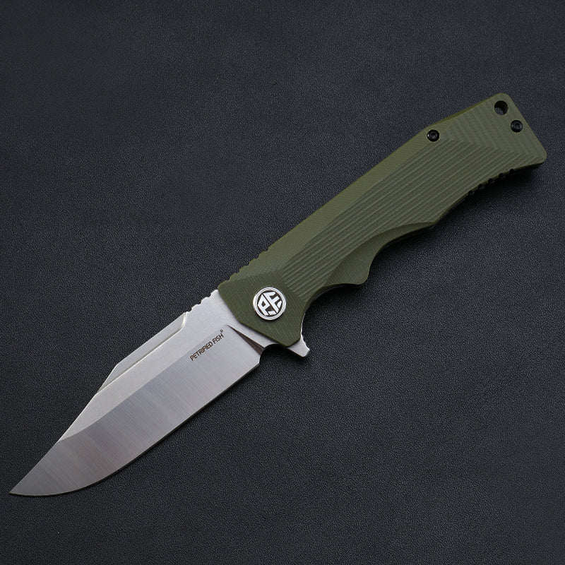 Petrified fish PF959,3.78" D2 Blade,G10 Handle, Flipper Liner lock Folding knife