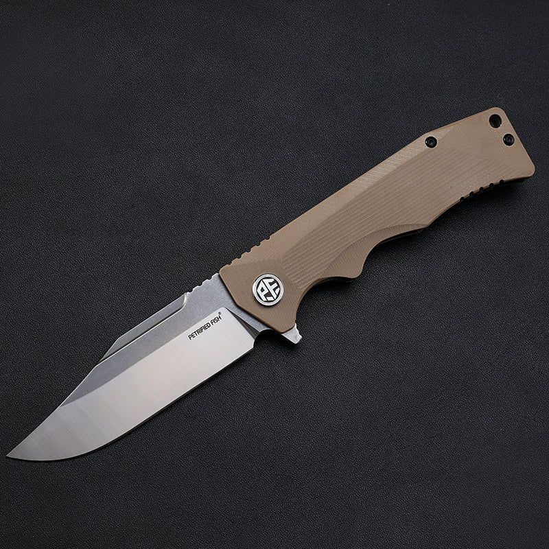 Petrified fish PF959,3.78" D2 Blade,G10 Handle, Flipper Liner lock Folding knife