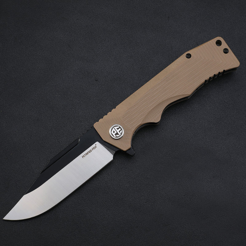 Petrified fish PF959,3.78" D2 Blade,G10 Handle, Flipper Liner lock Folding knife