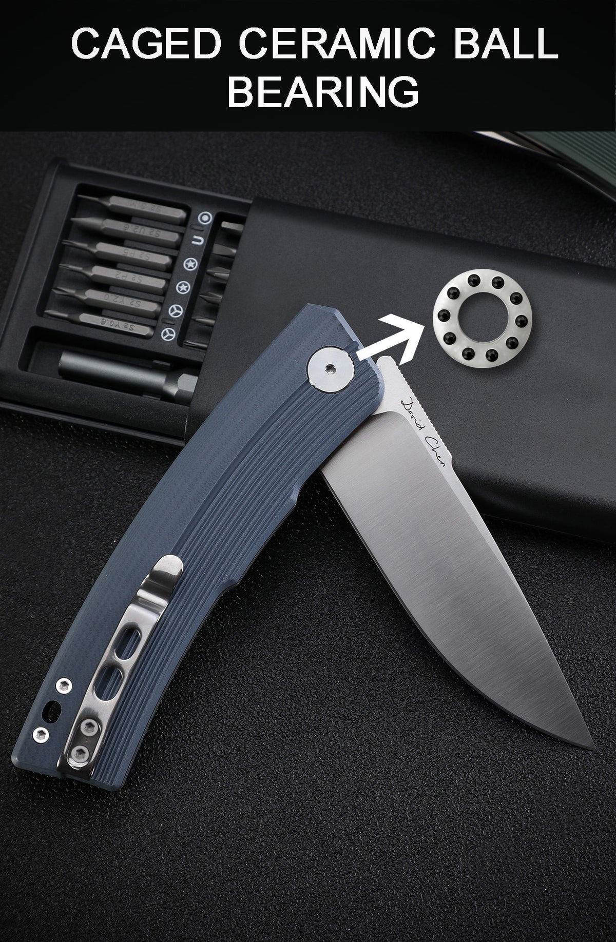 Petrified Fish PFP02 Magazine,3.66“ D2 Blade,G10/Micarta/Carbon Fiber Handle,Flipper Liner Lock Folding Knife